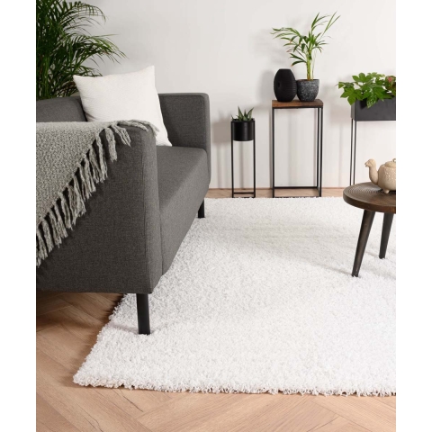 Tapeso Hoogpolig vloerkleed shaggy Trend effen - wit - 240x340 cm
