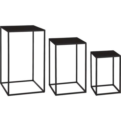 Mica Decorations Quinty Bijzettafel - Set van 3 - L30 x B30 - Zwart