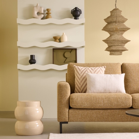 Mica Decorations Vendi Bijzettafel - H40 x Ø35 cm - Crème