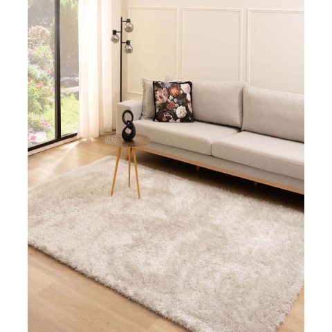 Tapeso Hoogpolig vloerkleed velvet - Posh lichtzilver - 120x180 cm