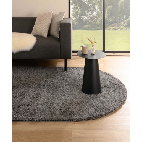 Tapeso Ovaal hoogpolig vloerkleed shaggy Trend effen - grijs - 300x400
