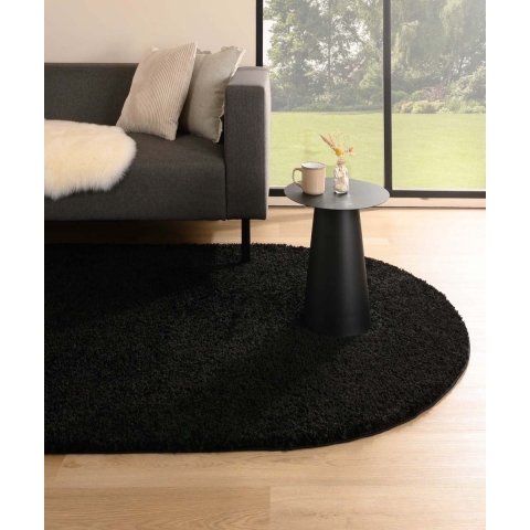 Tapeso Ovaal hoogpolig vloerkleed shaggy Trend effen - zwart - 200x300