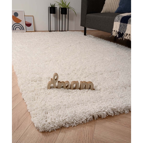 Tapeso Rond hoogpolig vloerkleed - Cozy Shaggy - wit - 160 cm rond