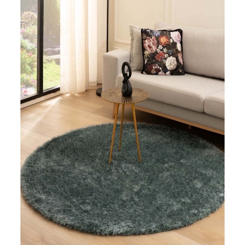 Tapeso Rond hoogpolig vloerkleed velvet - Posh blauw - 280 cm rond