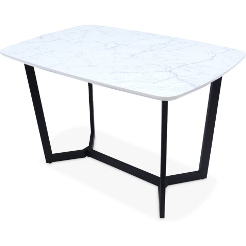 sweeek - Eettafel met marmereffect, metalen poten, 4 tot 6 zitplaatsen