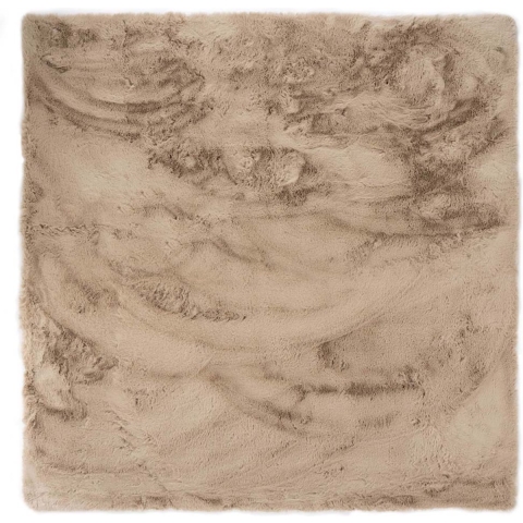 Tapeso Vierkant hoogpolig vloerkleed - Comfy plus - taupe - 200x200 cm