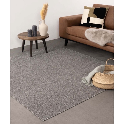 Tapeso Vierkant vloerkleed Lush - grijs - 200x200 cm
