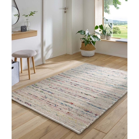 Tapeso Wollen vloerkleed - Bokn wit|multi - 250x340 cm