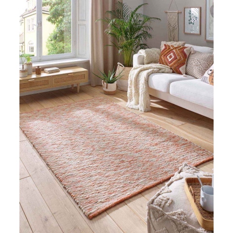 Tapeso Wollen vloerkleed - Kaia rood|crème - 200x290 cm