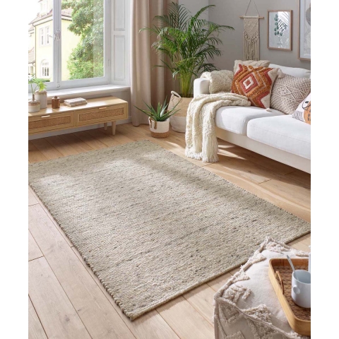 Tapeso Wollen vloerkleed - Lundr beige - 90x160 cm