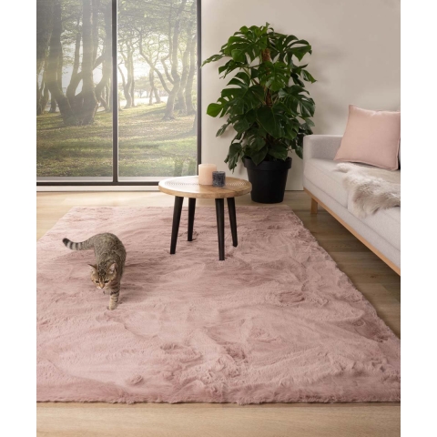 Tapeso Zacht hoogpolig vloerkleed - Comfy plus - roze - 200x290 cm