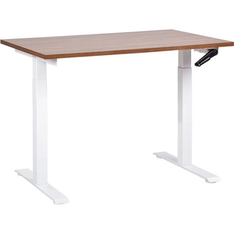 Beliani-DESTINES-Verstelbaar bureau-Donkerbruin|Wit-120 x 72 cm-MDF