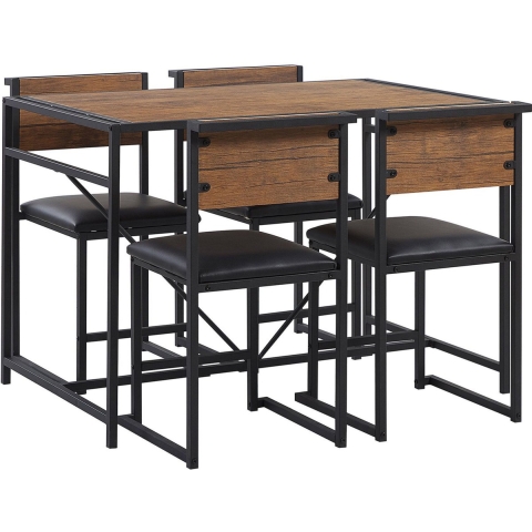 Beliani - BURTON - Eetkamerset - Donkere houtkleur - MDF