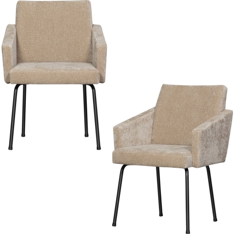 WOOOD Mount Eetkamerstoelen - Polyester - Zand - Set van 2