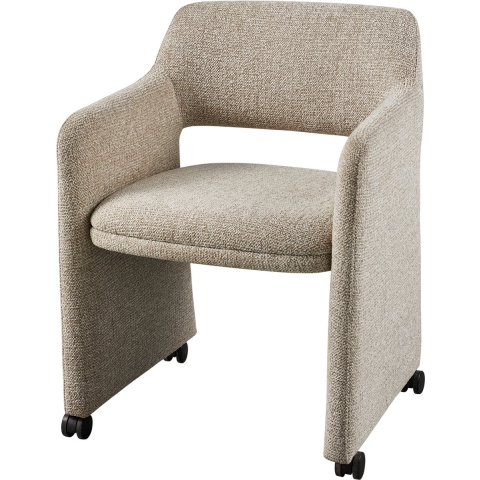 WOOOD Lyric Eetkamerstoel Met Wieltjes - Polyester - Greige - 79x59x58