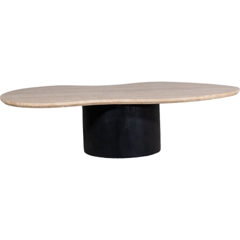 Giga Meubel - Salontafel Travertin - Beige|Zwart - 140cm