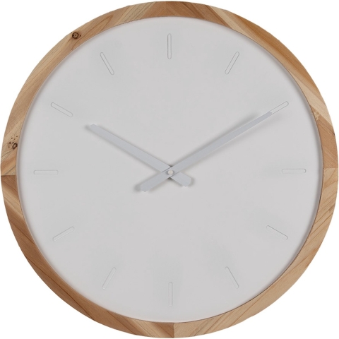 Clayre & Eef Wandklok Ø 50 cm Wit Bruin Hout Muurklok