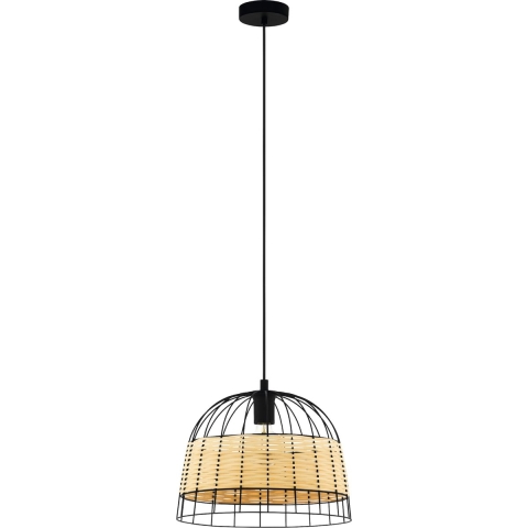 EGLO Anwick Hanglamp - E27 - Ø 37 cm - Zwart|Rotan