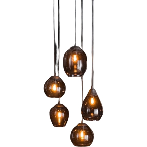 Fraaai - Elouise hanglamp 5L getrapt mix chrome glas