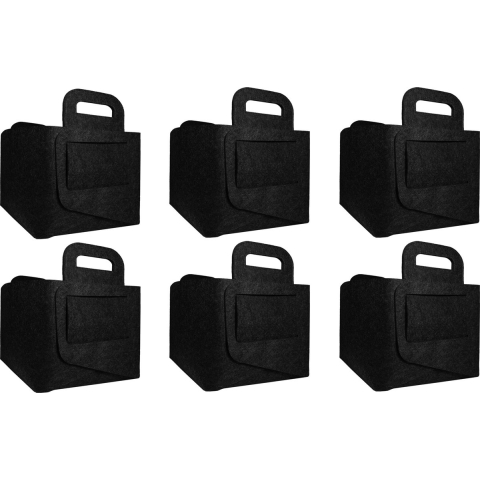 QUVIO Opbergmand vilt - Zwart - Set van 6