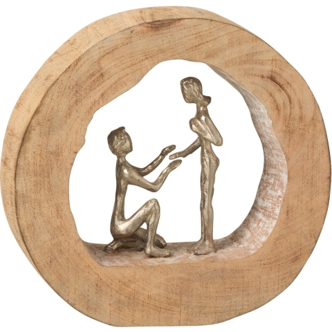J-Line Figuur Koppel Huwelijks Aanzoek Mangohout|Aluminium Naturel|
