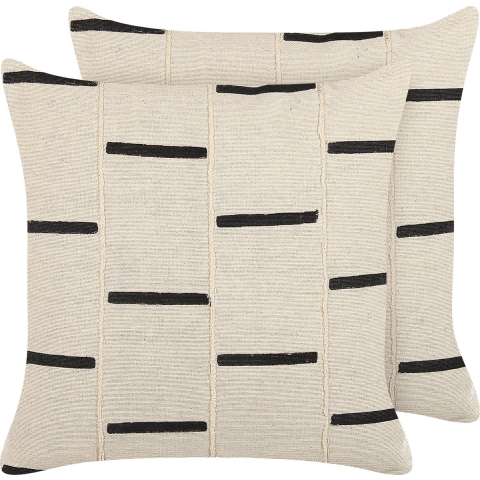 Beliani - ABIES - Sierkussen set van 2 - Beige - 45 x 45 cm - Katoen