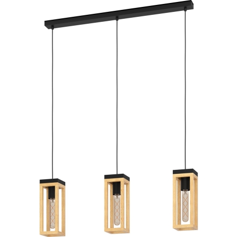 EGLO Nafferton Hanglamp - E27 - 80 cm - Zwart|Bruin