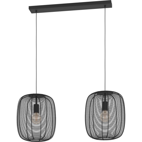 EGLO Rinroe Hanglamp - E27 - 90 cm - Zwart - Staal