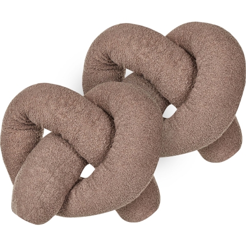 Beliani - GLADIOLUS - Knoopkussen set van 2 - Bruin - Teddystof