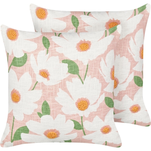 Beliani - JATROPHA - Sierkussen set van 2 - Roze - 45 x 45 cm - Katoen