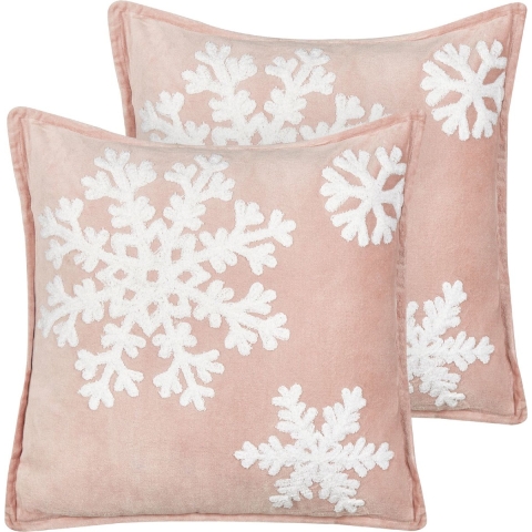 Beliani - MURRAYA - Sierkussen set van 2 - Wit|Roze - Fluweel