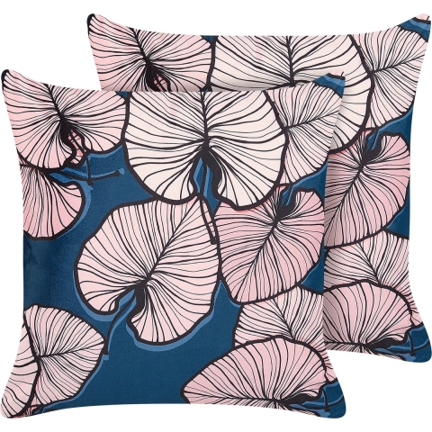 Beliani-CHRYSANTHEMUM -Sierkussen set van 2-Blauw-45 x 45 cm-Polyester
