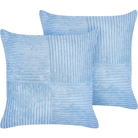 Beliani-MILLET-Sierkussen set van 2-Blauw-43 x 43 cm-Corduroy