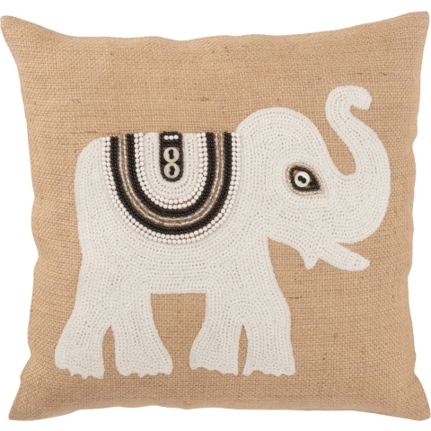 J-Line kussen Olifant - textiel - naturel|wit - small