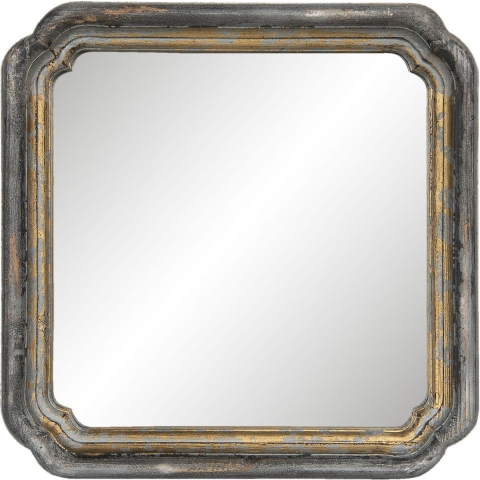 Clayre & Eef Spiegel 44x44 cm Goudkleurig Hout Vierkant Grote Spiegel