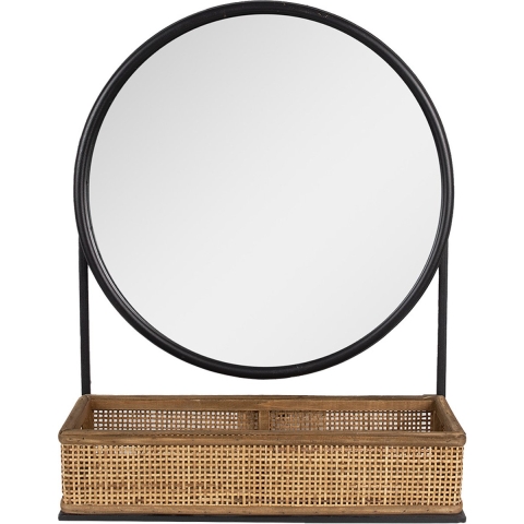 Clayre & Eef Spiegel 51 cm Bruin Zwart Ijzer Glas Grote Spiegel