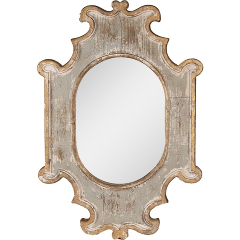 Clayre & Eef Spiegel 51x75 cm Beige Grijs Hout Glas Grote Spiegel