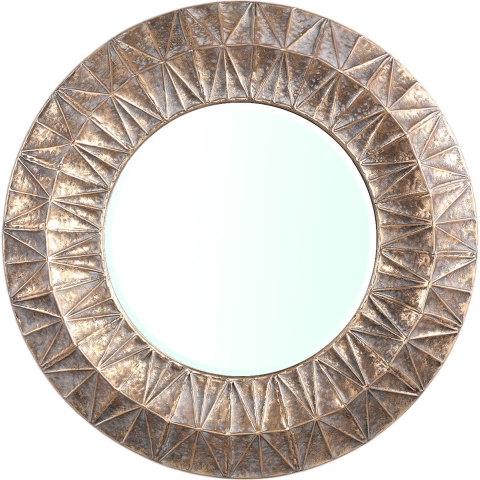 PTMD Lorrix Gold iron mirror with lines pattern round