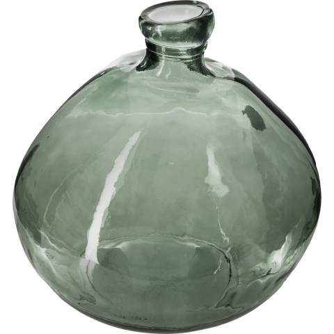 Atmosphera bol fles vaas - groen transparant - glas - H33 x D32 cm
