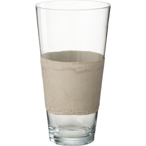 J-Line vaas Delph - glas - transparant|beige - small