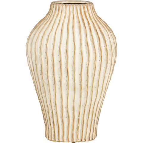 Mica Decorations Vaas Timo - 28x28x45 cm - Keramiek - Gebroken Wit