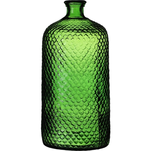 Natural Living Vaas Scubs Bottle - groen geschubt glas - D18xH42cm