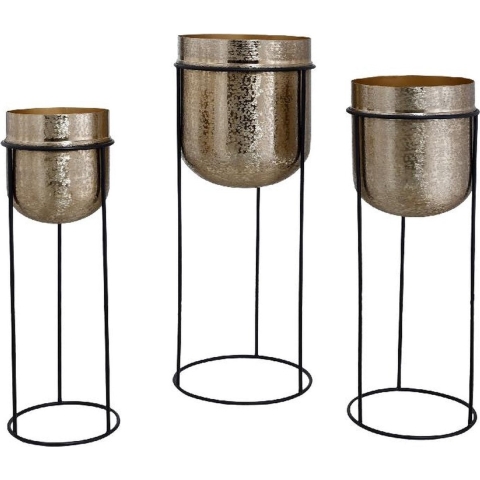PTMD Brush Gold alu sheet round pot in iron frame SV3