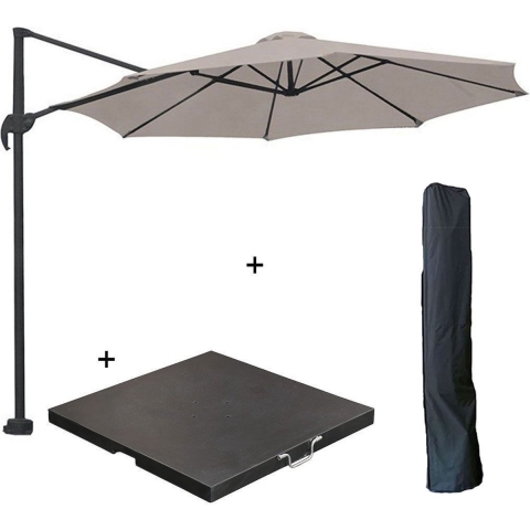 Garden Impressions Hawaii parasol S Ø300 zand + 80kg voet en hoes