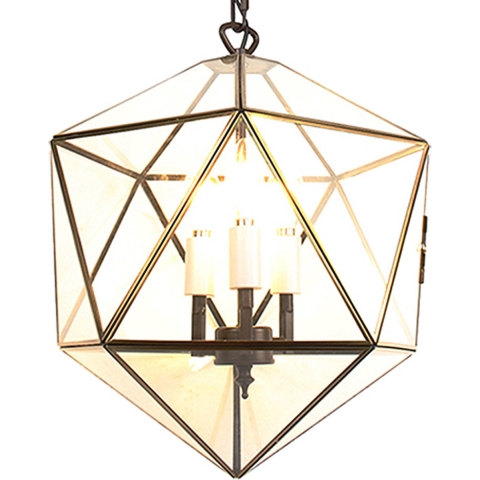 Clayre & Eef Hanglamp 30x30x160 cm Transparant Metaal Glas Hanglamp