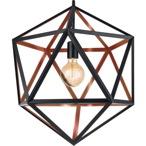 EGLO Embleton 1 - Hanglamp - E27 - Ø 46 cm - Zwart|Koper