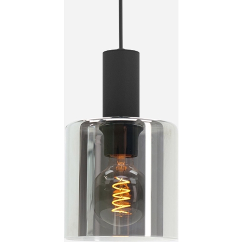EGLO Gorosiba - Hanglamp - E27 - Ø 15 cm - rookglas - Zwart