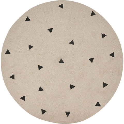 Beliani - DURG - Laagpolig vloerkleed - Beige - ø 140 cm - Katoen