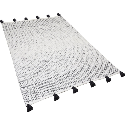 Beliani - GEMLIK - Laagpolig vloerkleed - Zwart - 140 x 200 cm - Wol