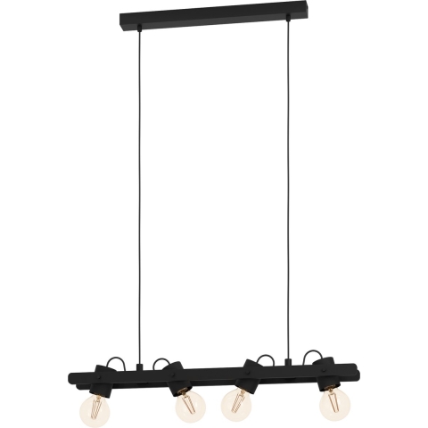 EGLO Plimsoll Hanglamp - E27 - 77 cm - Zwart - Staal|Hout